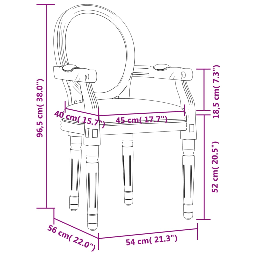 vidaXL Chaise à manger 54x56x96,5 cm lin