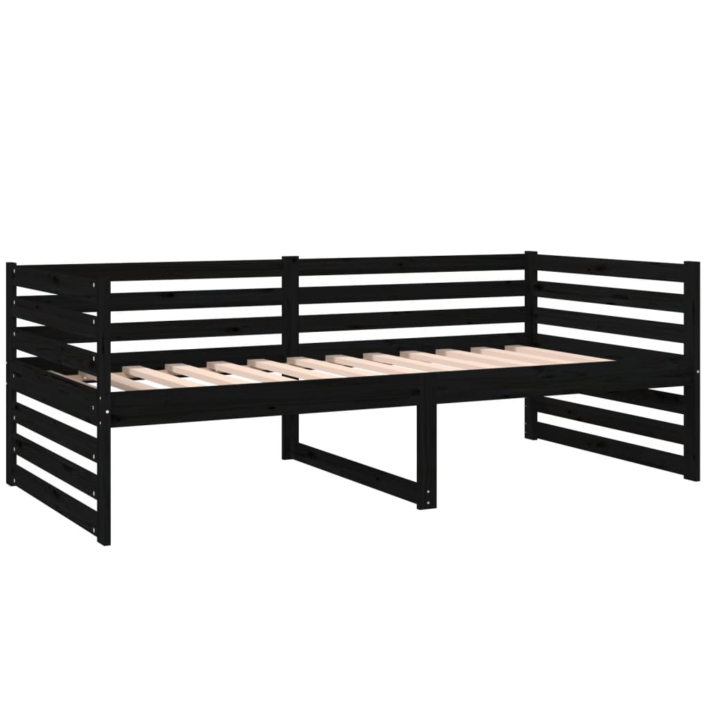 vidaXL Lit de jour sans matelas noir 90x190 cm bois de pin massif