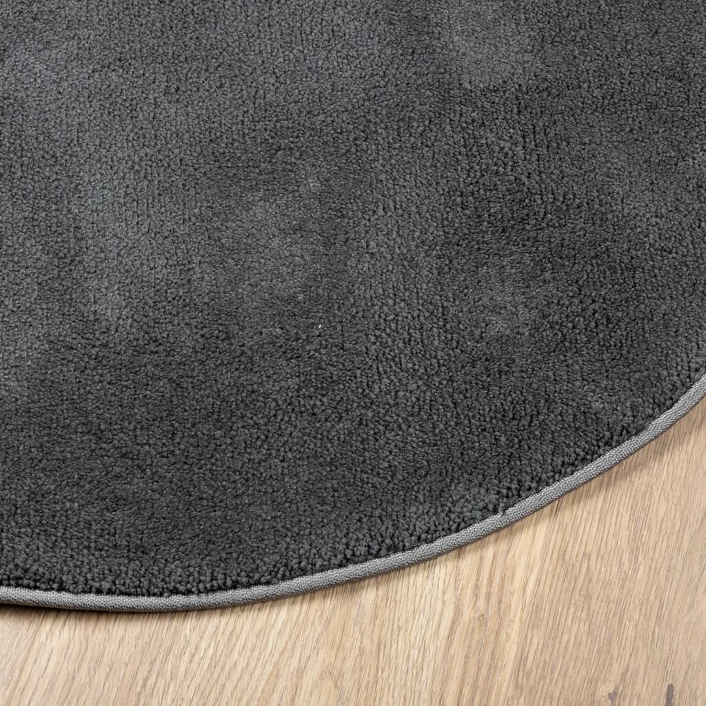 vidaXL Tapis OVIEDO à poils courts anthracite Ø 240 cm