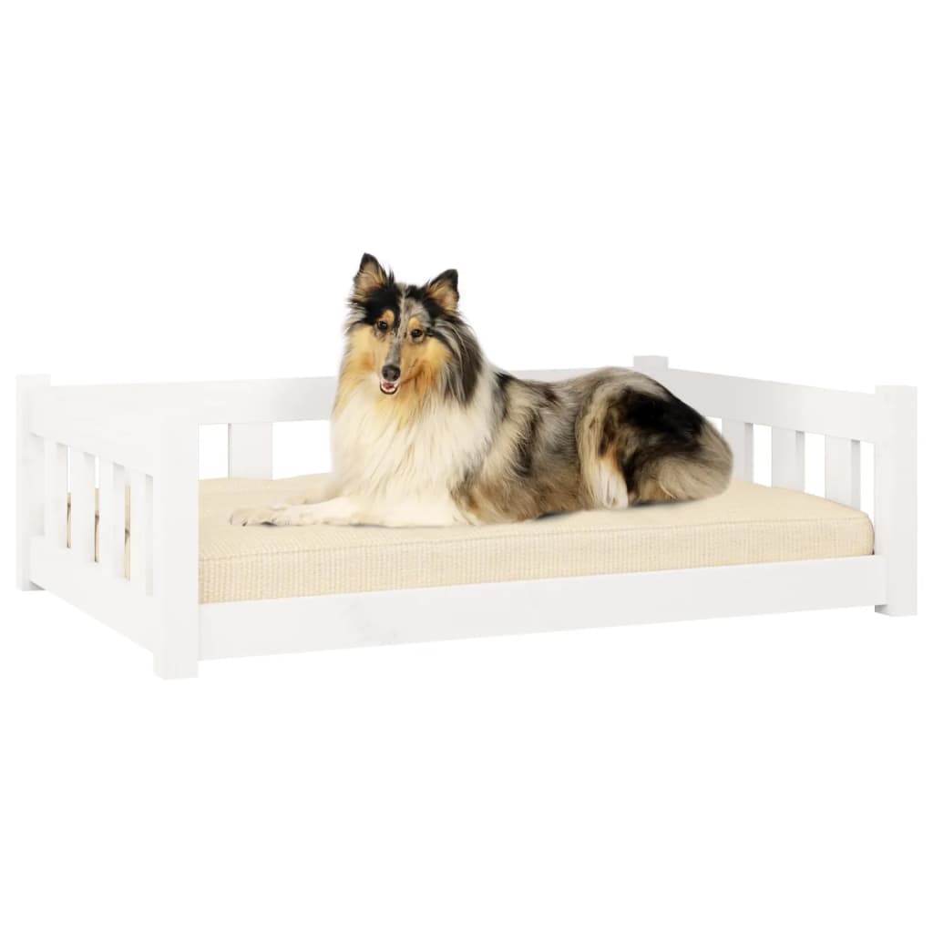 vidaXL Lit pour chien blanc 95,5x65,5x28 cm bois de pin solide