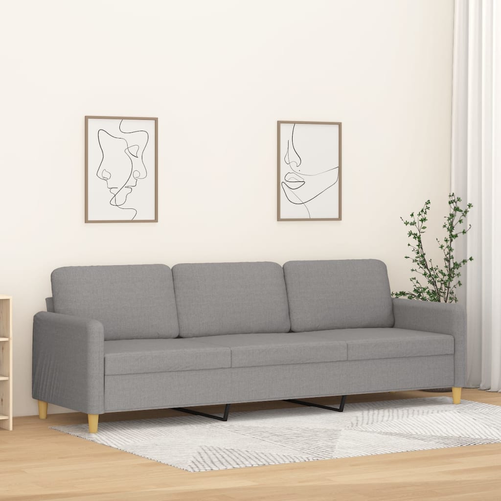 vidaXL Canapé à 3 places Gris clair 210 cm Tissu