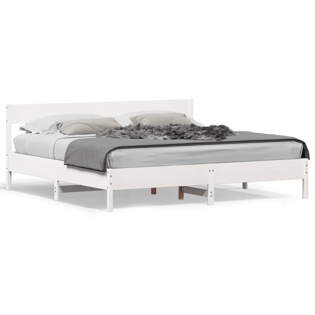 vidaXL Cadre de lit sans matelas blanc 200x200 cm bois massif de pin