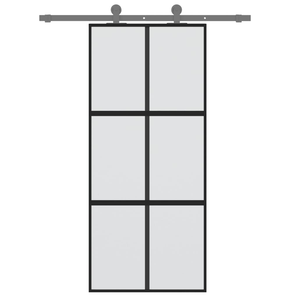 vidaXL Porte coulissante noir 90x205 cm verre trempé aluminium