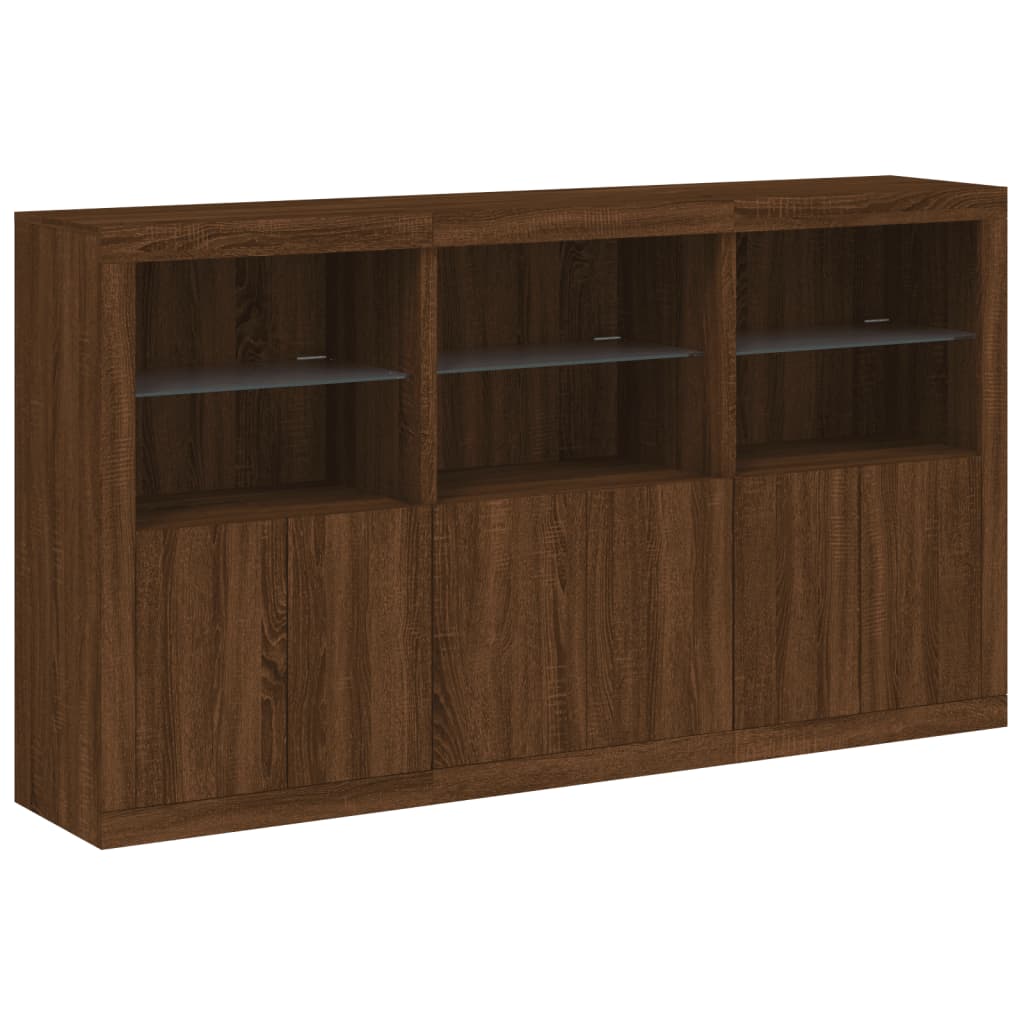 vidaXL Buffet avec lumières LED chêne marron 181,5x37x100 cm