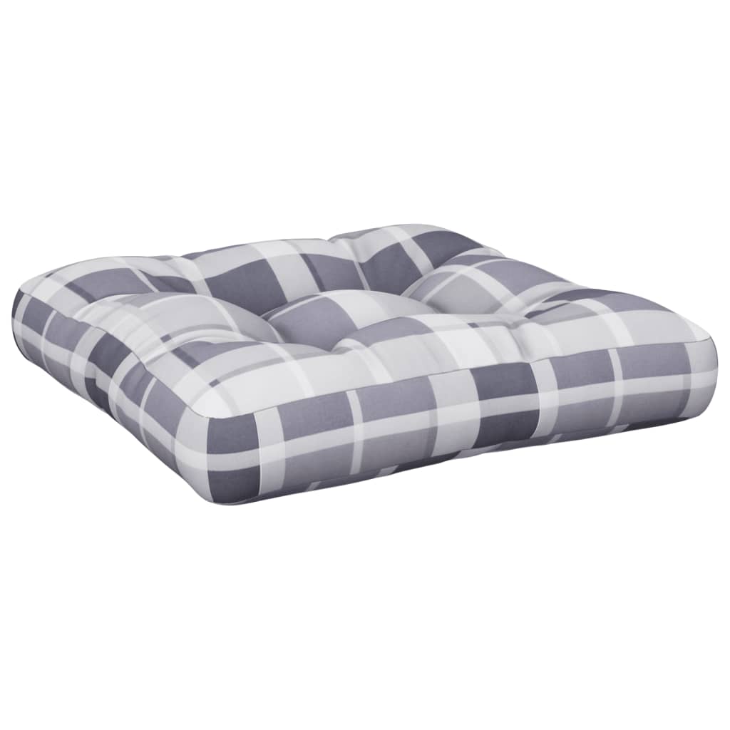 vidaXL Coussin de palette motif à carreaux gris 50x50x12 cm tissu