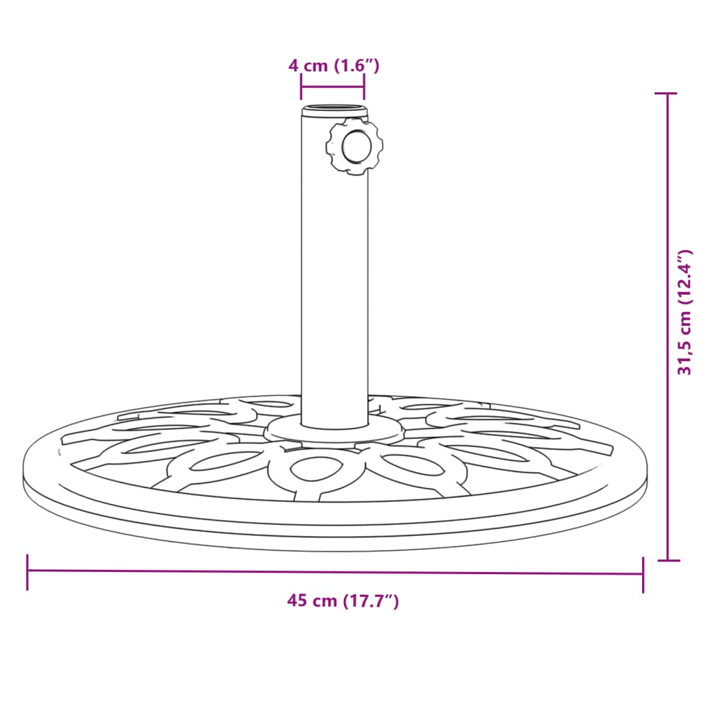 vidaXL Base de parasol pour mâts Ø38 / 48 mm 12 kg rond