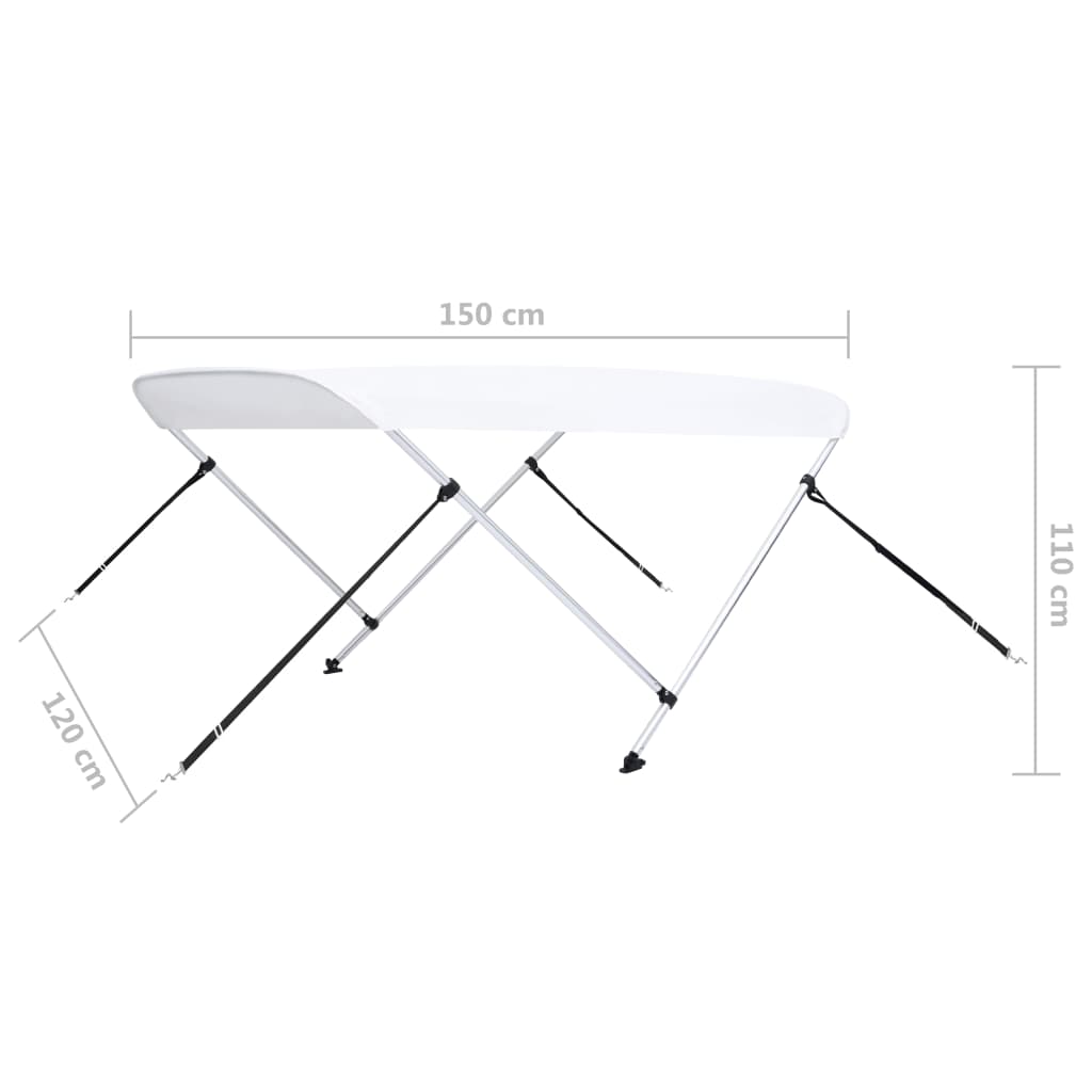 vidaXL Auvent bimini à 2 arceaux Blanc 150x120x110 cm