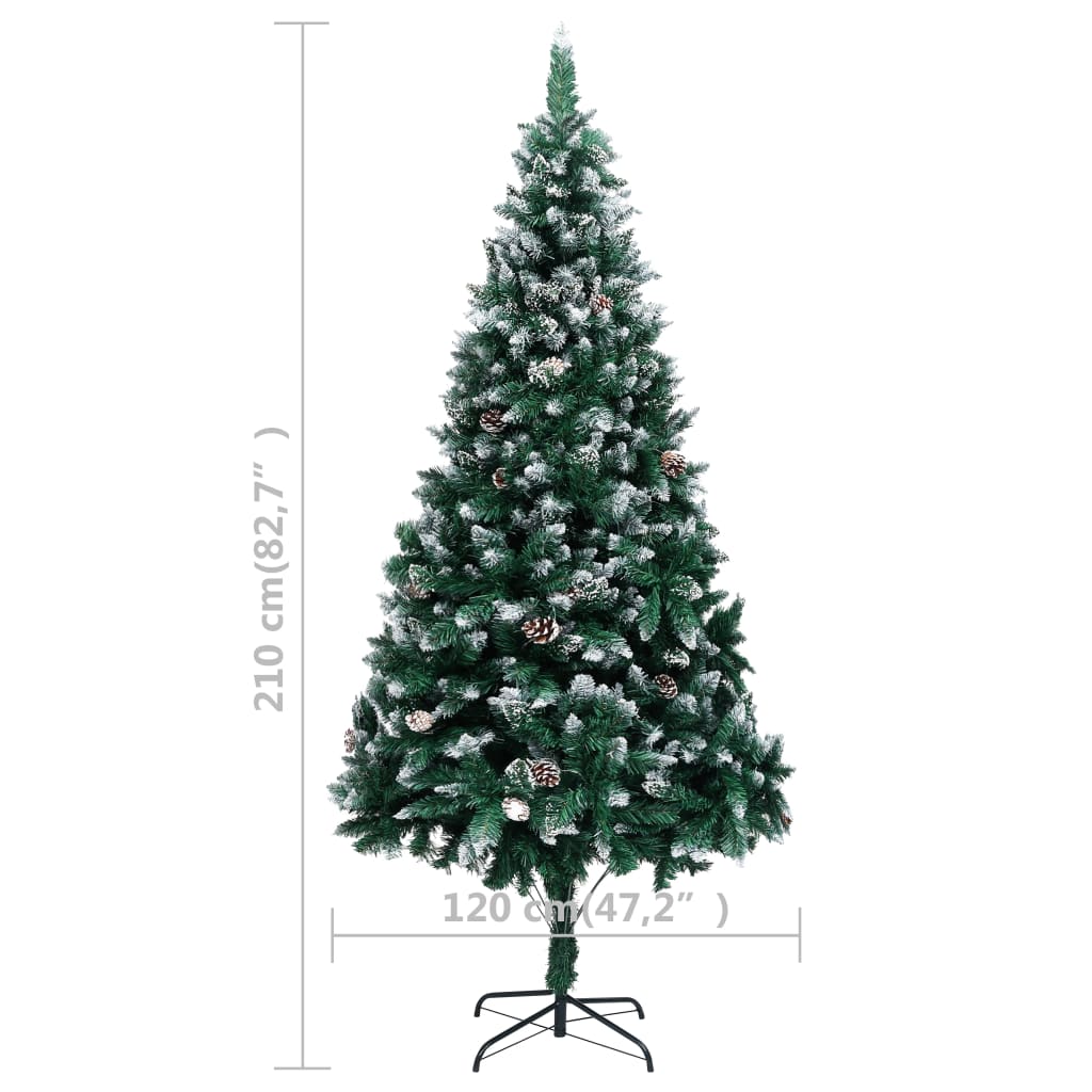 vidaXL Arbre de Noël artificiel pré-éclairé/boules pommes de pin 210cm