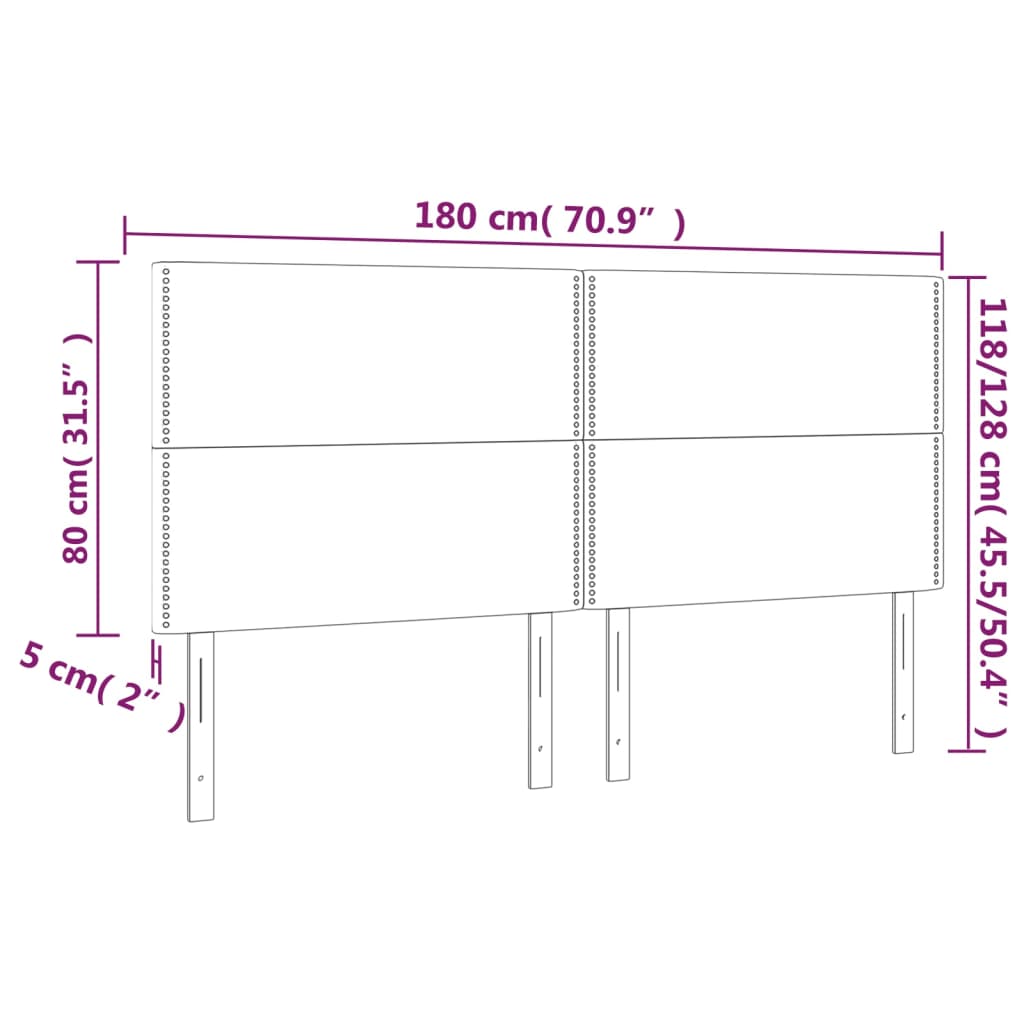 vidaXL Tête de lit à LED Gris clair 180x5x118/128 cm Tissu