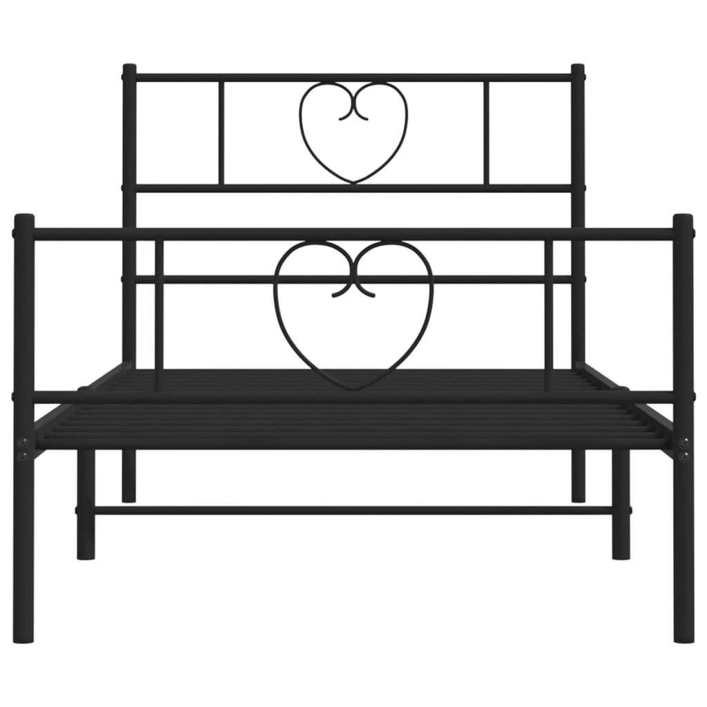 vidaXL Cadre de lit métal sans matelas avec pied de lit noir 107x203cm