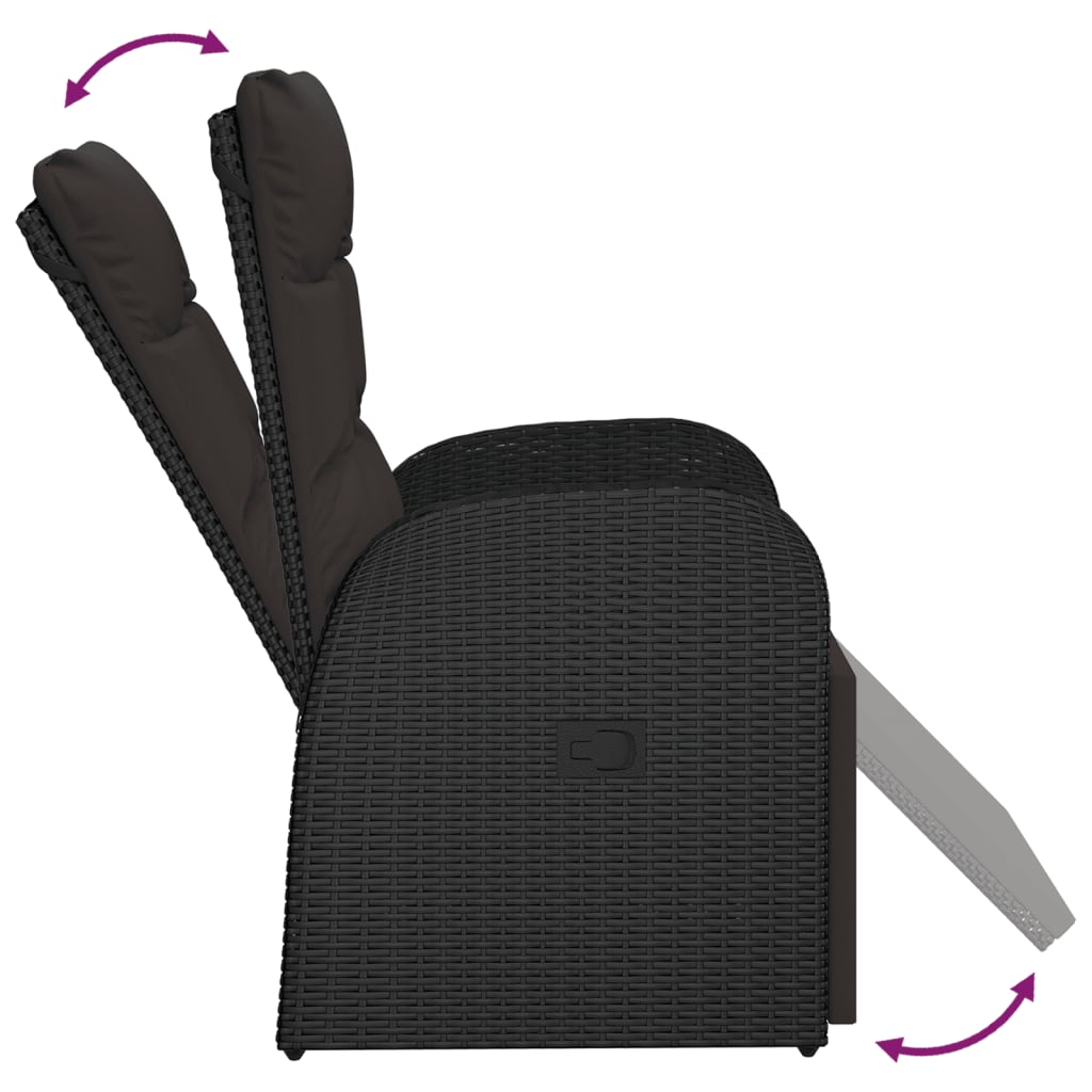 vidaXL Ensemble à manger de jardin 9pcs coussins noir résine tressée