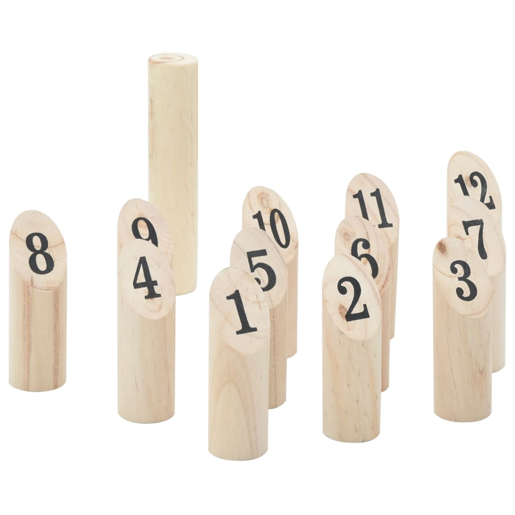 vidaXL Ensemble de jeu Number Kubb 13 pcs sac de transport pin massif