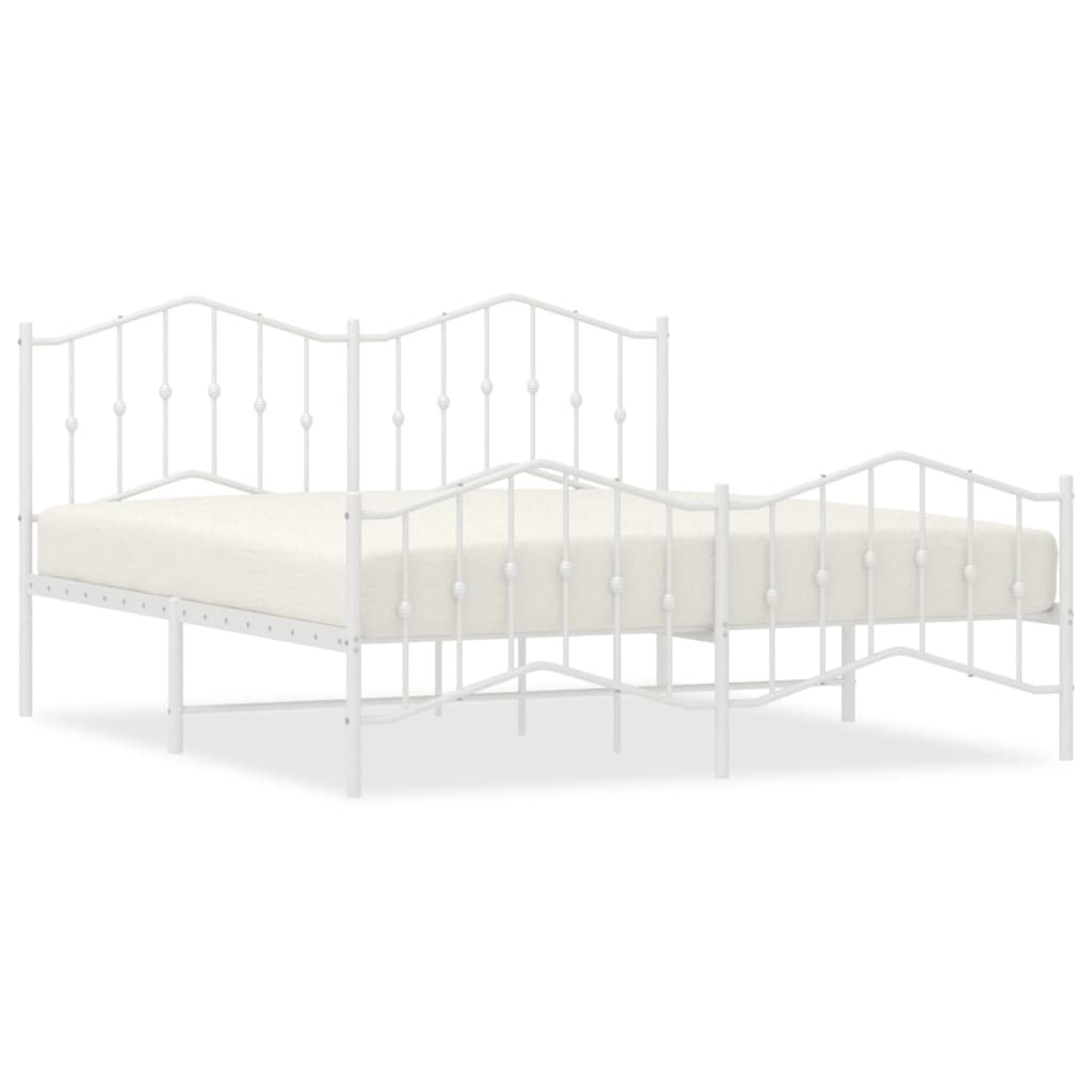 vidaXL Cadre de lit métal sans matelas et pied de lit blanc 183x213 cm