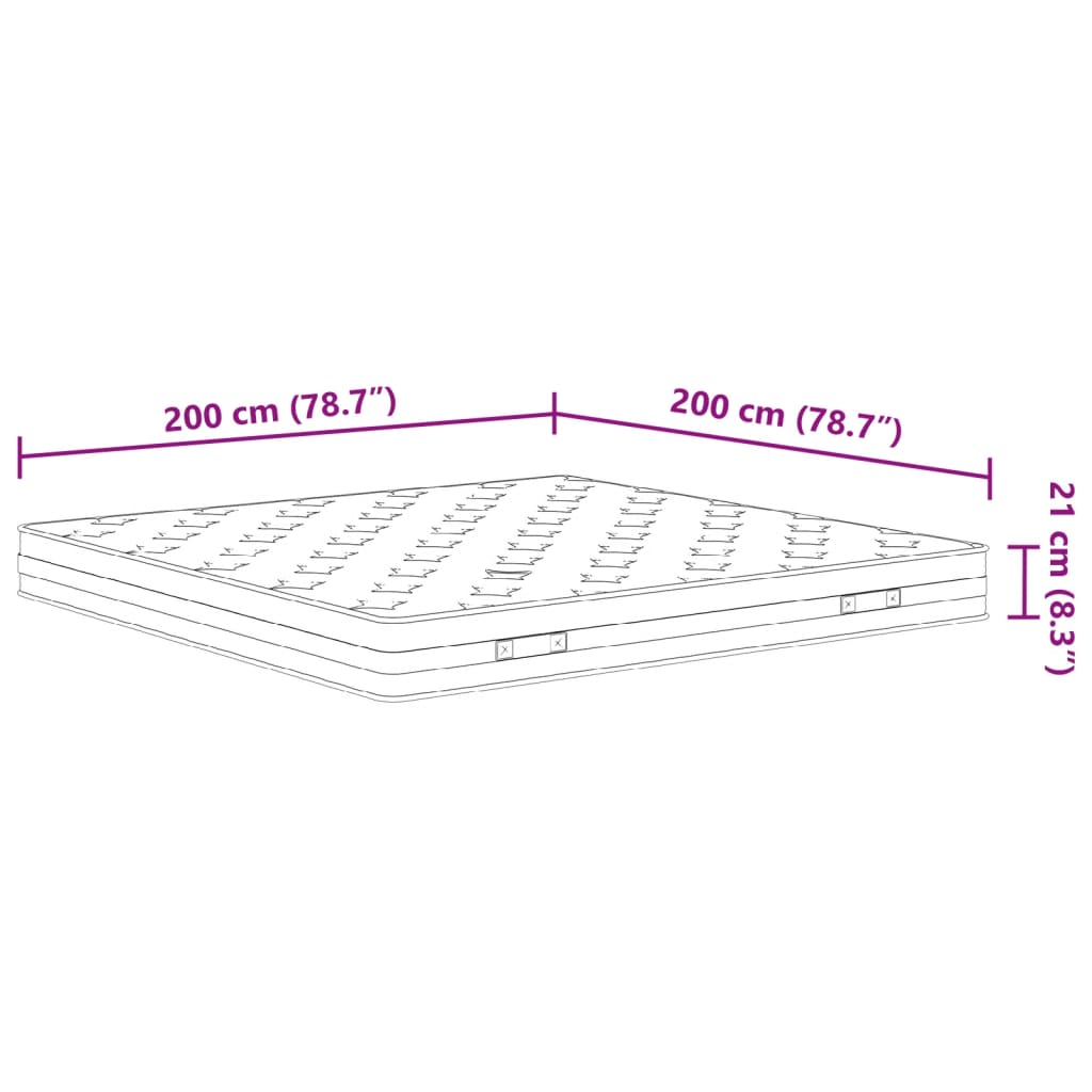 vidaXL Matelas à ressorts bonnell moyen 200x200 cm