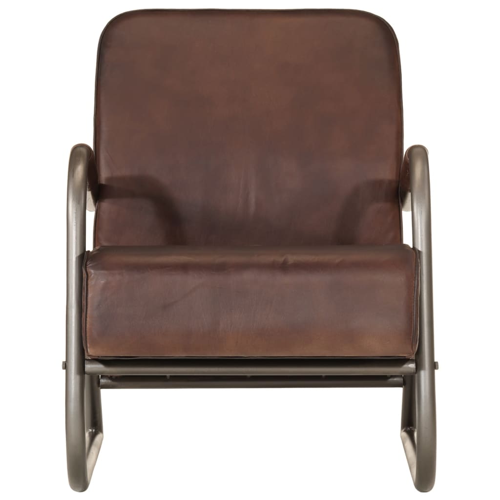 vidaXL Fauteuil marron cuir véritable