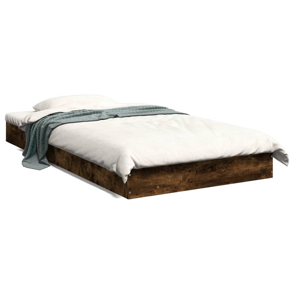 vidaXL Cadre de lit sans matelas chêne fumé 90x190cm bois d'ingénierie