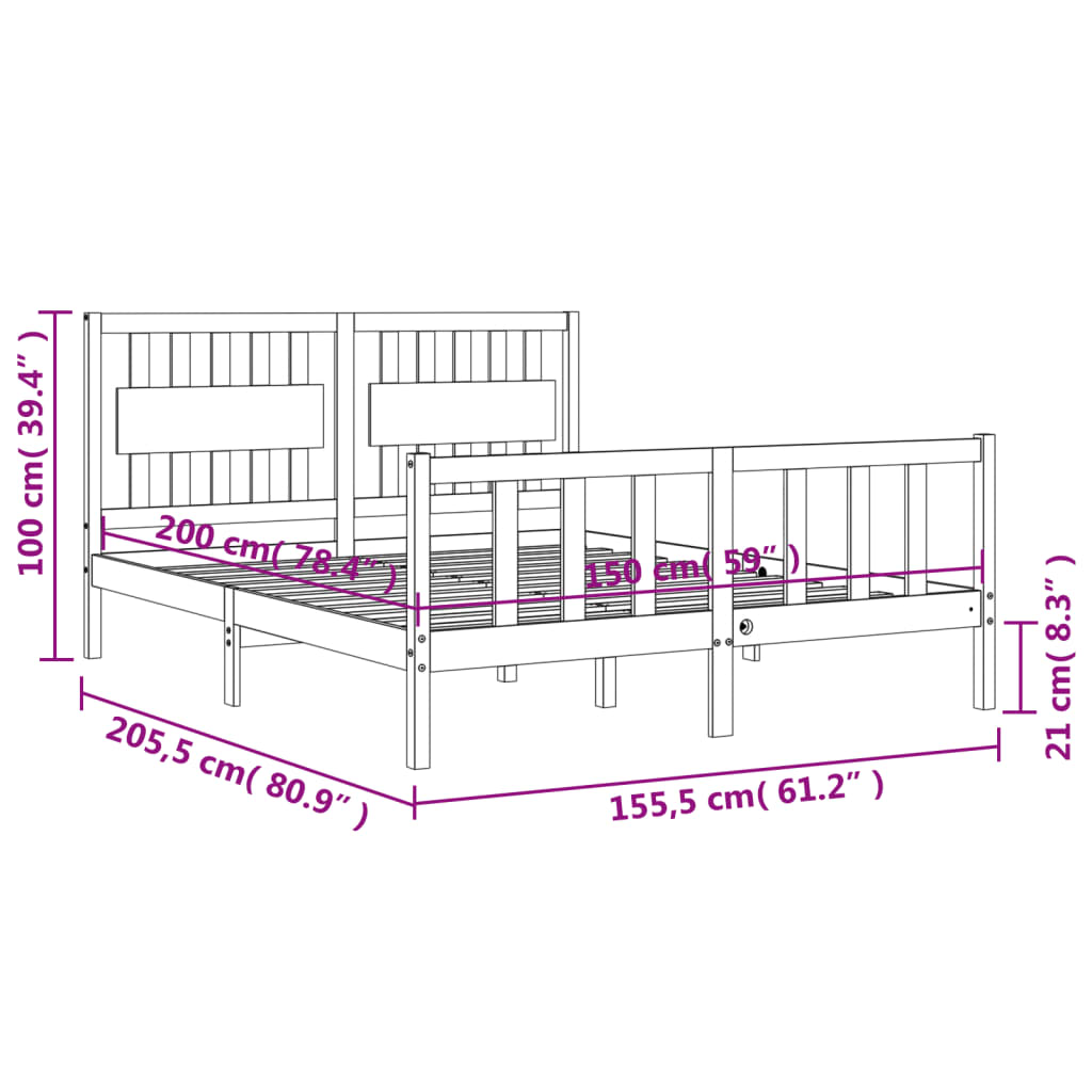 vidaXL Cadre de lit sans matelas blanc bois de pin massif