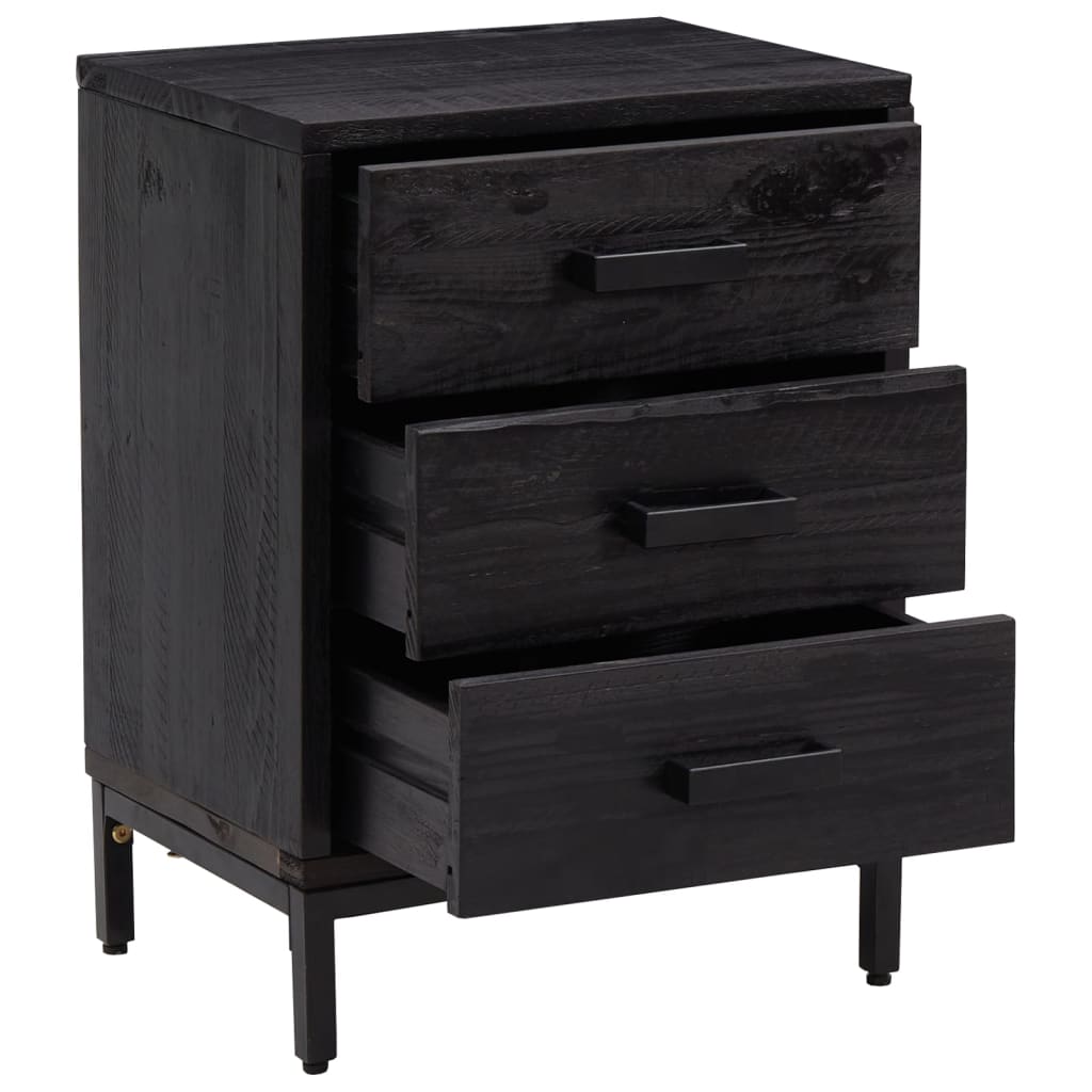 vidaXL Table de chevet Noir 40x30x55 cm Bois de pin massif