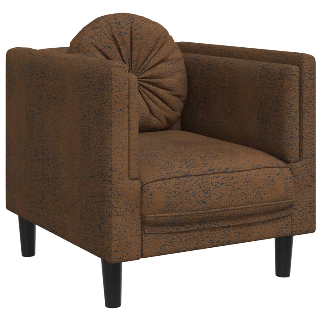 vidaXL Fauteuil avec coussin marron similicuir daim