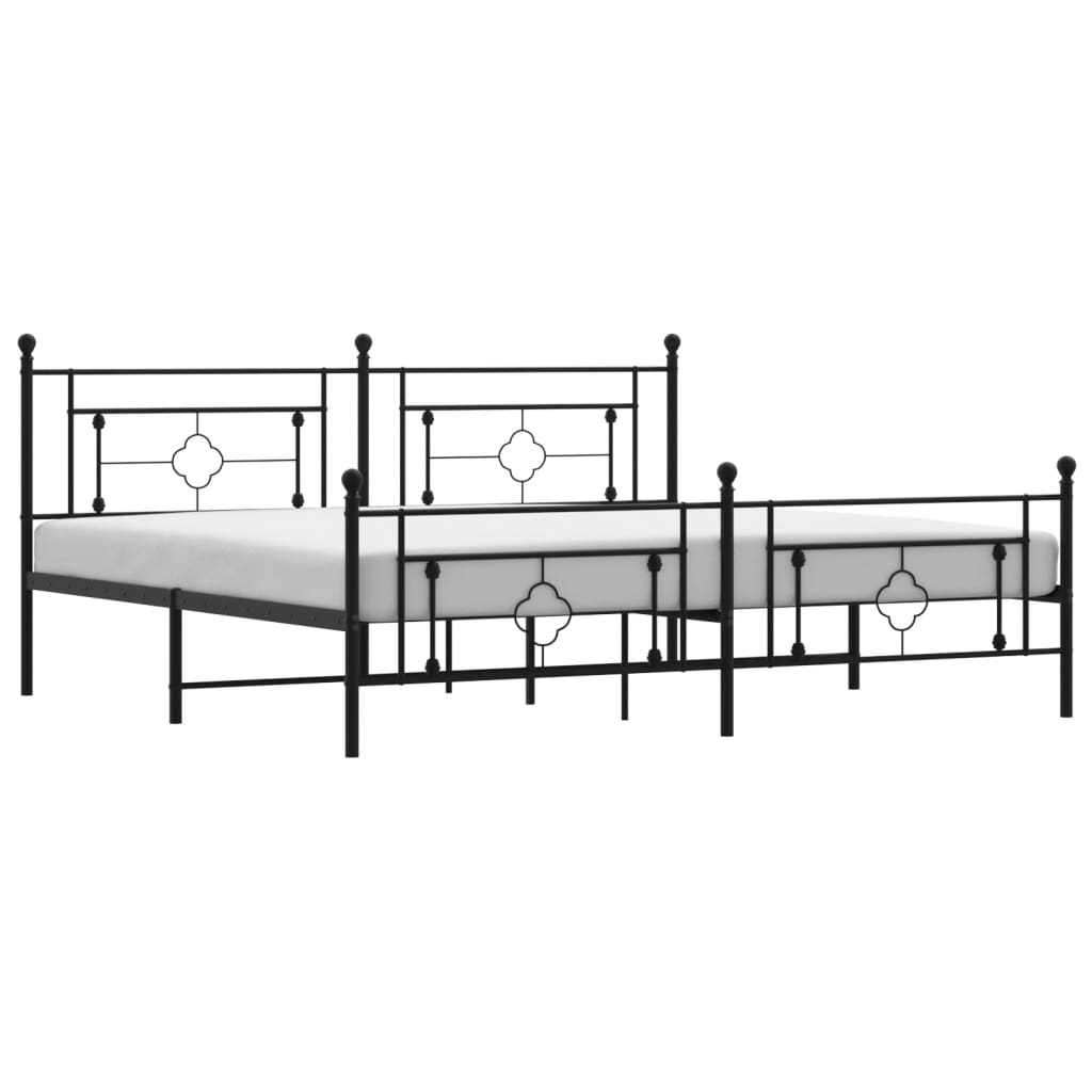 vidaXL Cadre de lit métal sans matelas avec pied de lit noir 200x200cm