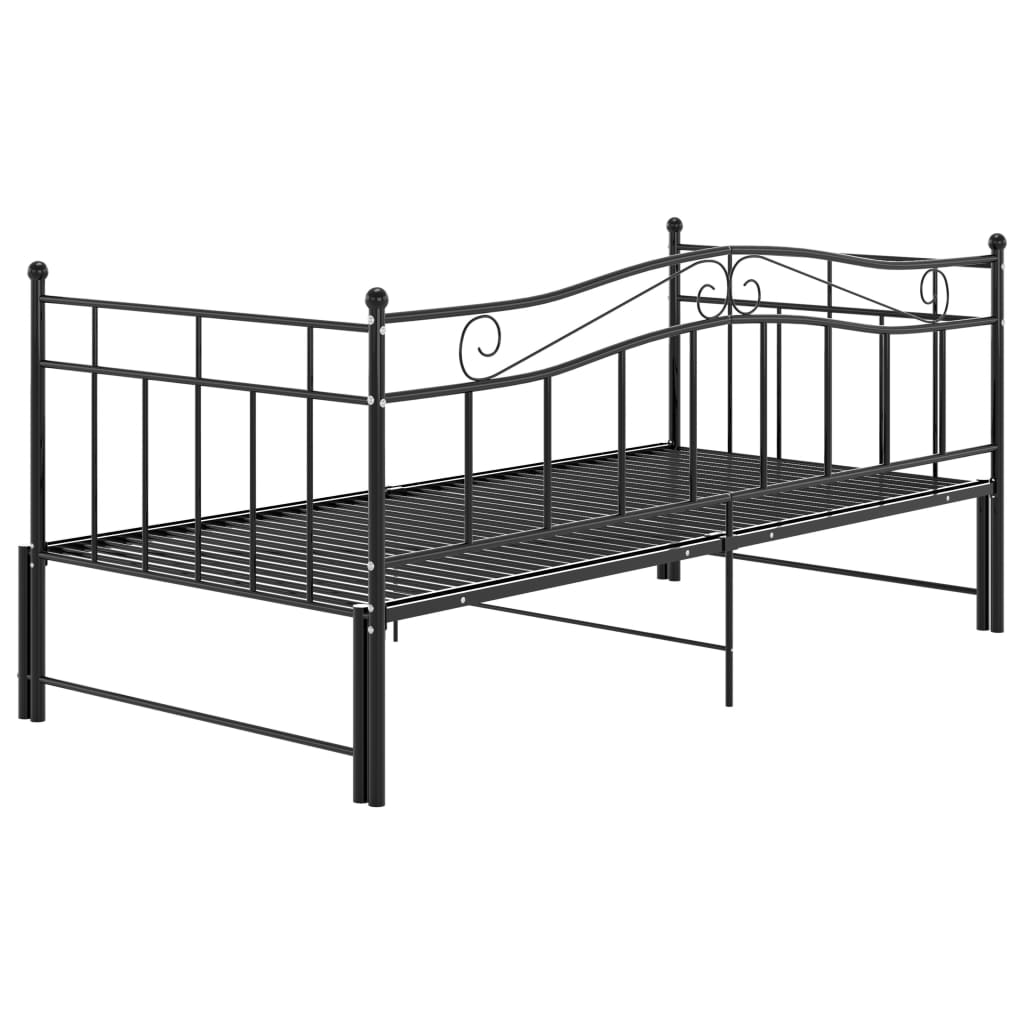 vidaXL Cadre de canapé-lit extensible sans matelas Noir Métal 90x200cm