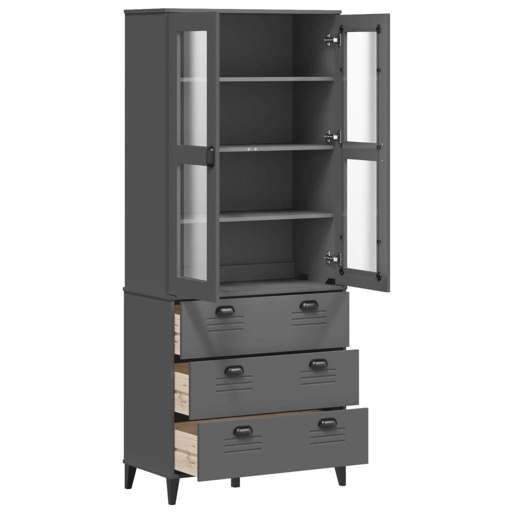 vidaXL Buffet VIKEN gris anthracite 80x40x190 cm bois massif de pin