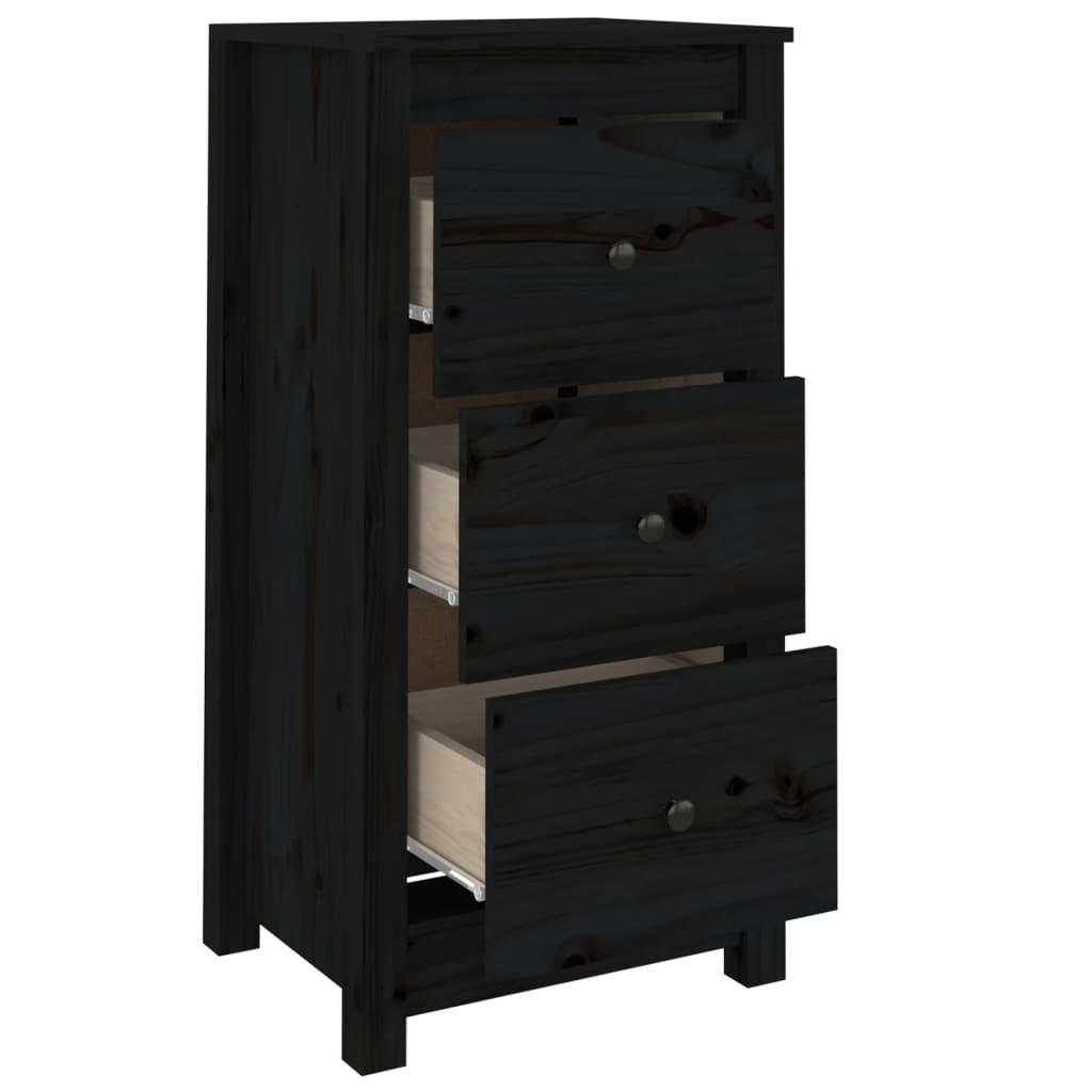 vidaXL Buffet noir 40x35x80 cm bois massif de pin