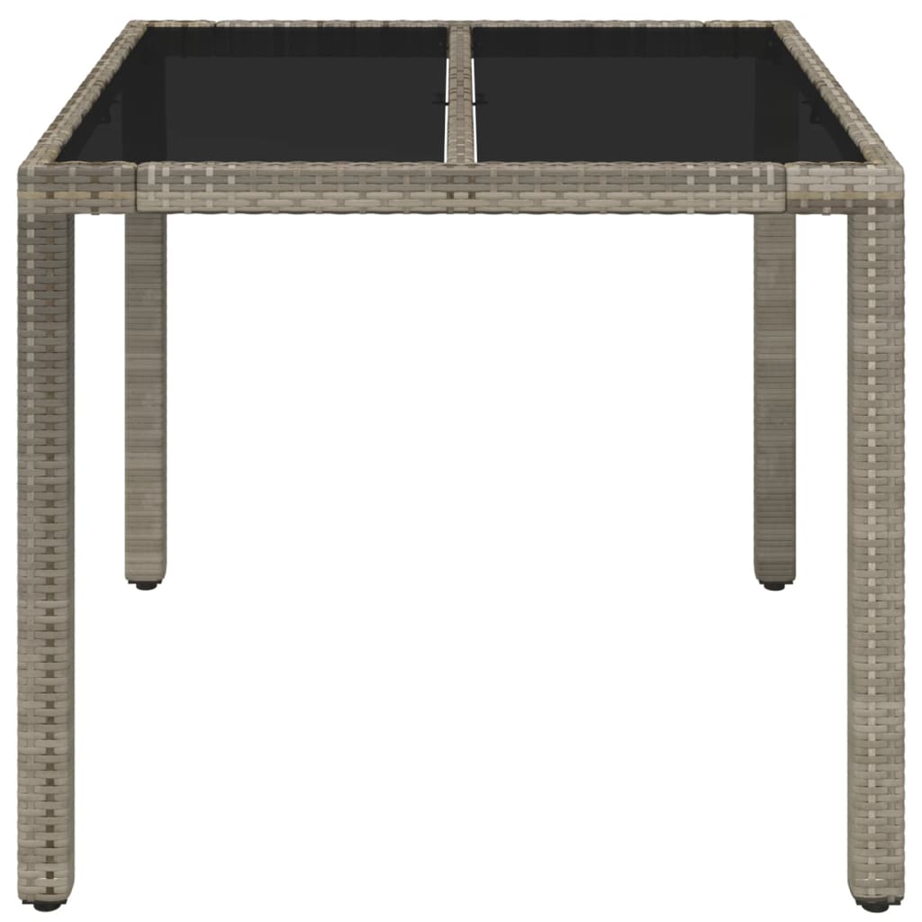 vidaXL Table de jardin dessus en verre Gris 90x90x75 cm Résine tressée