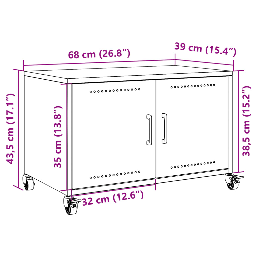 vidaXL Meuble TV jaune moutarde 68x39x43,5 cm acier