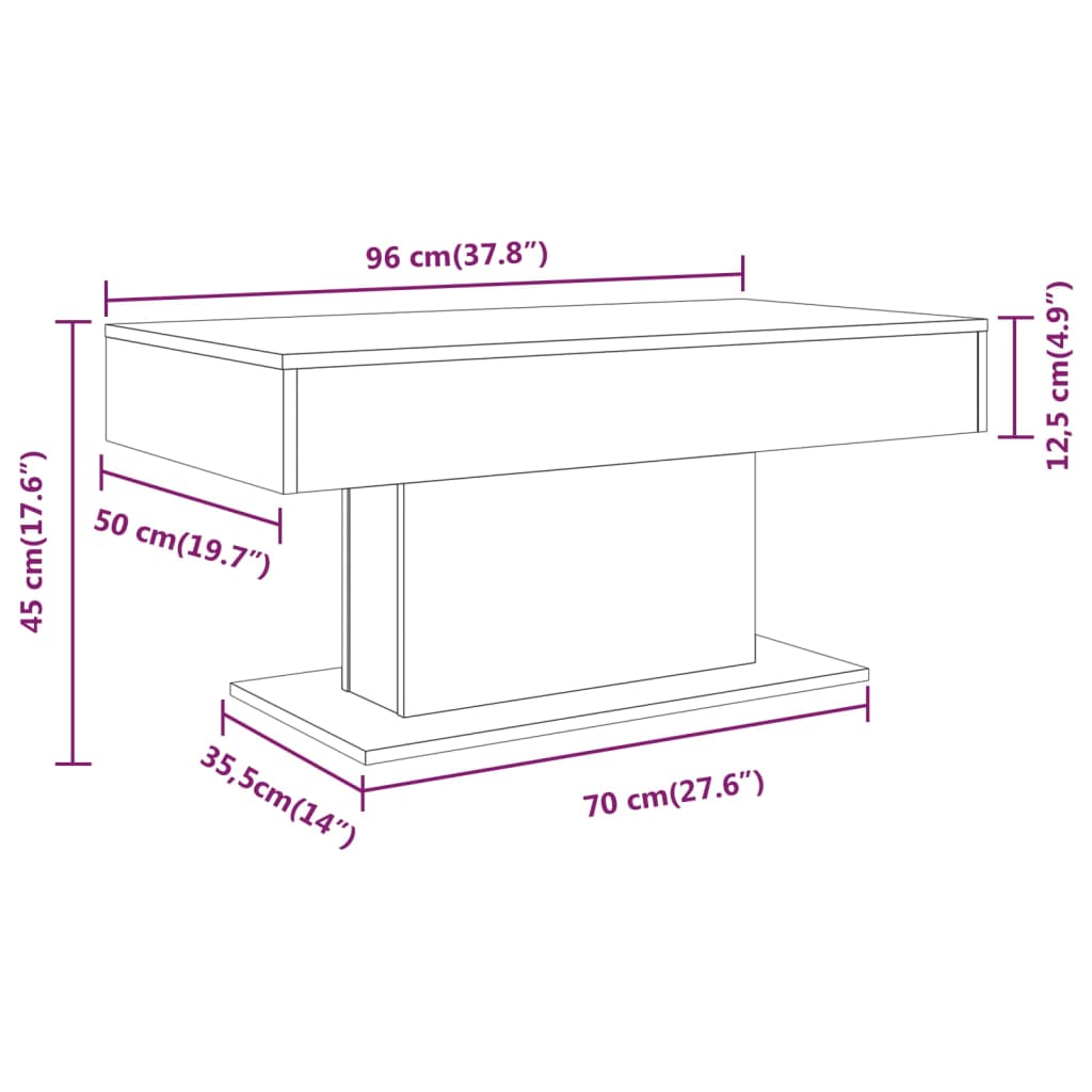 vidaXL Table basse Chêne marron 96x50x45 cm Bois d'ingénierie