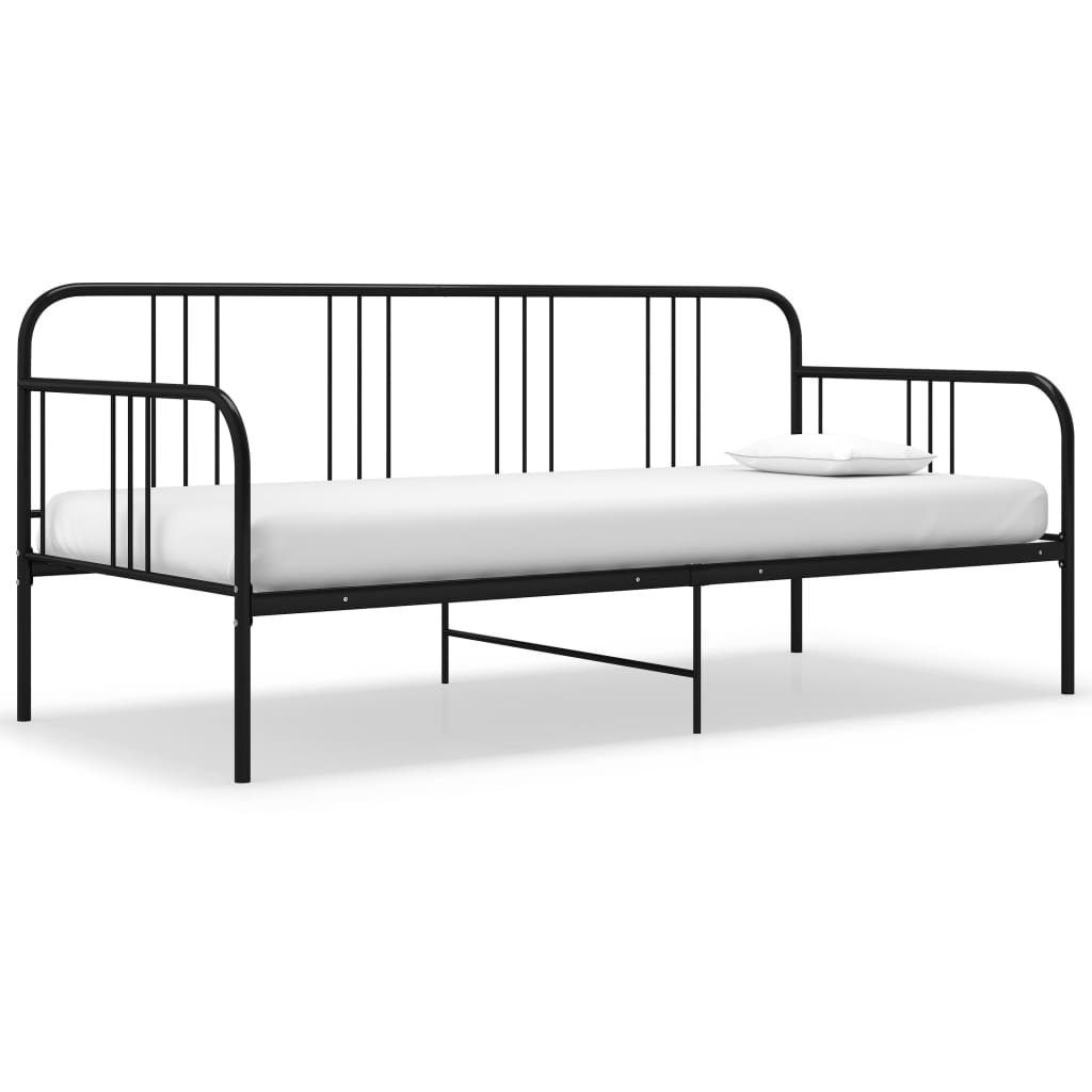 vidaXL Cadre de canapé-lit sans matelas noir métal 90x200 cm