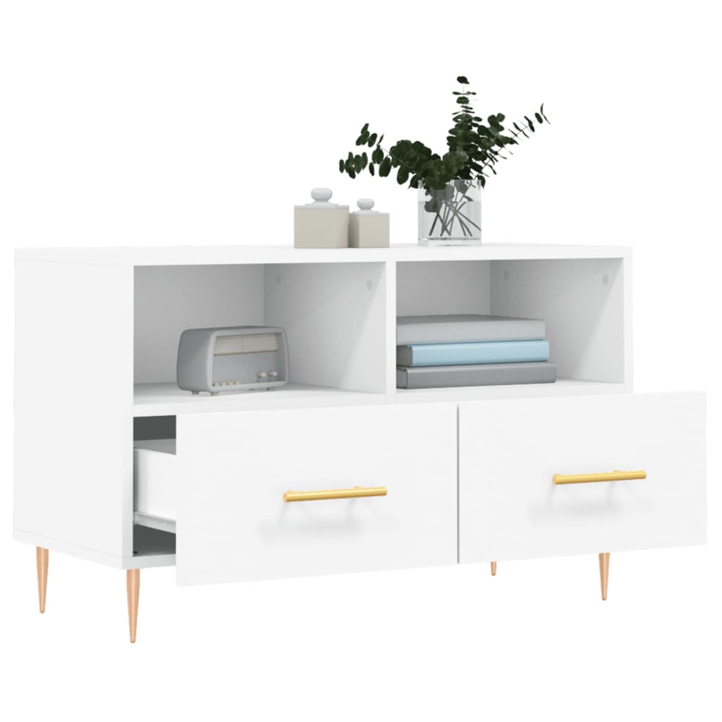 vidaXL Meuble TV Blanc 80x36x50 cm Bois d'ingénierie