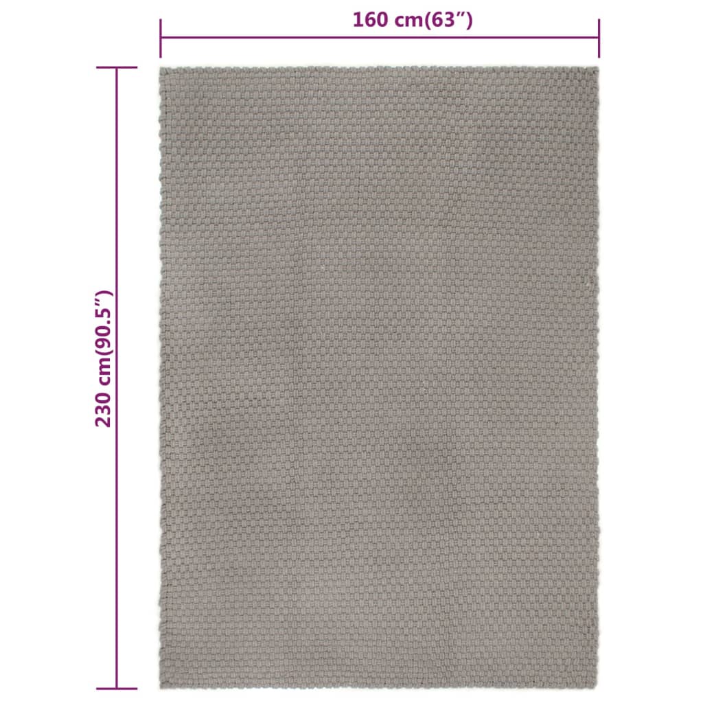 vidaXL Tapis rectangulaire Gris 160x230 cm Coton