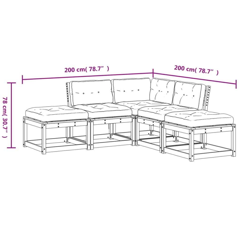 vidaXL Salon de jardin 5 pcs avec coussins bois de pin imprégné