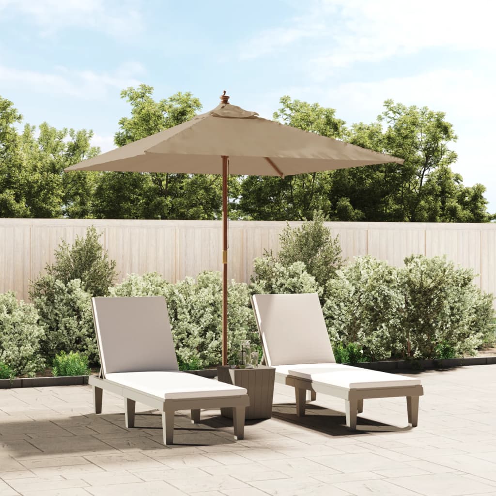 vidaXL Parasol de jardin avec mât en bois taupe 198x198x231 cm