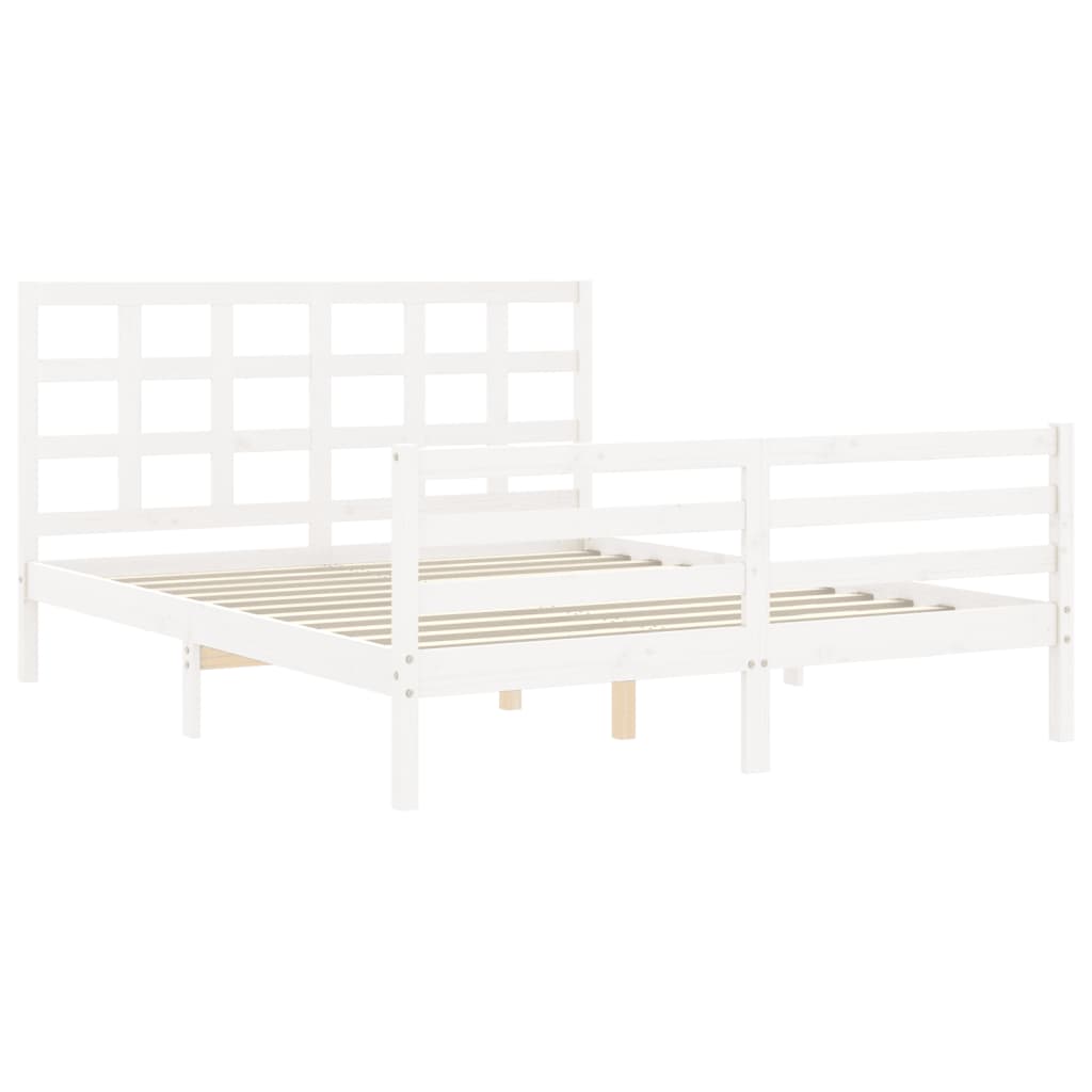 vidaXL Cadre de lit sans matelas blanc bois de pin massif