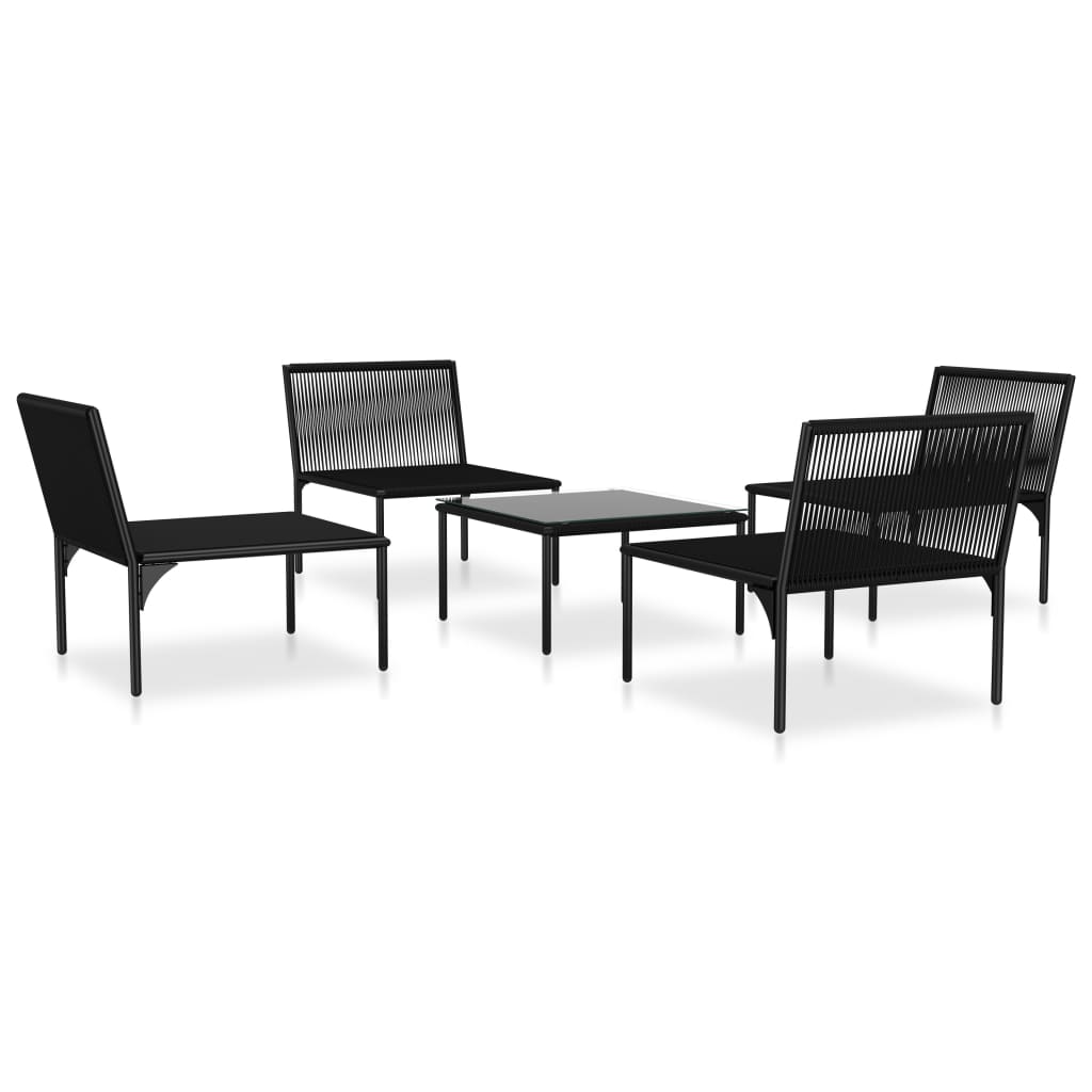 vidaXL Salon de jardin 5 pcs avec coussins Noir PVC