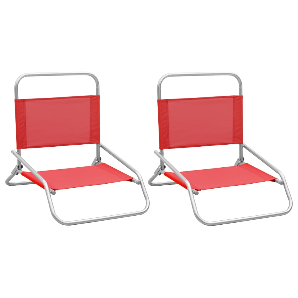 vidaXL Chaises de plage pliables 2 pcs Rouge Tissu