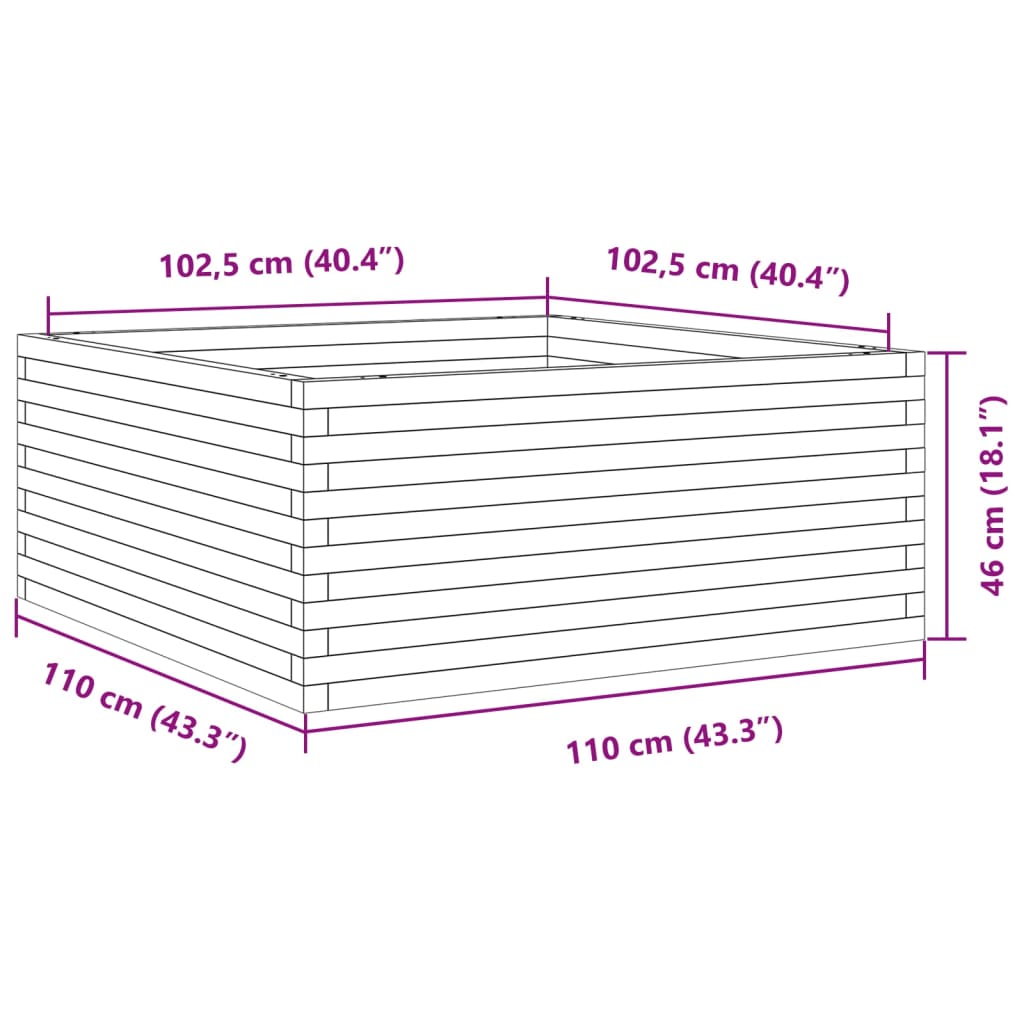 vidaXL Jardinière 110x110x46 cm bois de pin imprégné