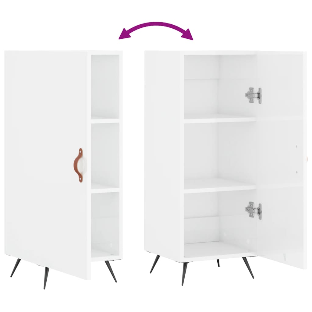 vidaXL Buffet Blanc brillant 34,5x34x90 cm Bois d'ingénierie