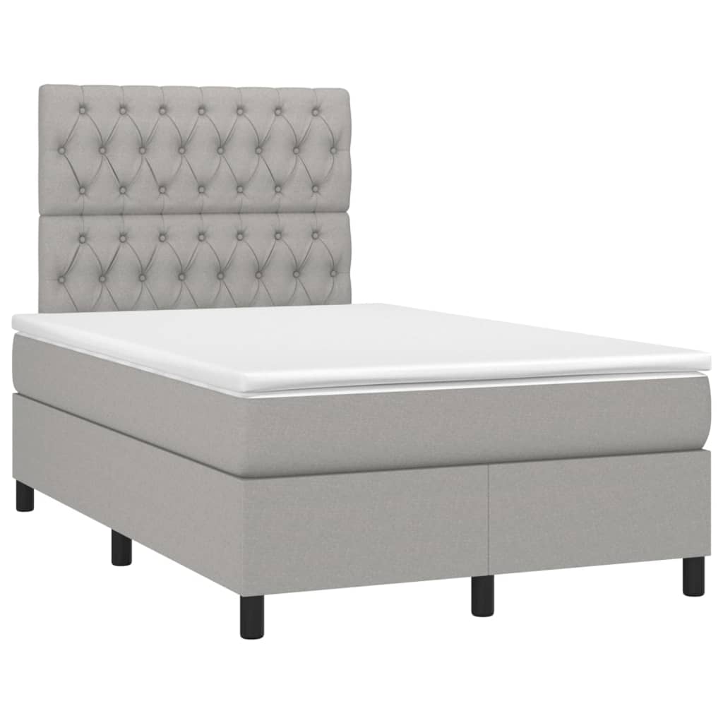 vidaXL Sommier à lattes de lit avec matelas Gris clair 120x200cm Tissu