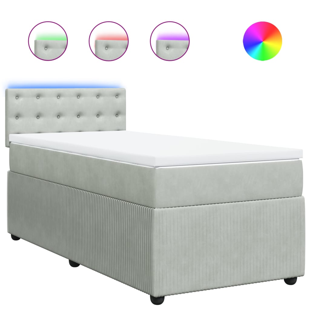 vidaXL Sommier à lattes de lit et matelas Gris clair 90x200 cm Velours