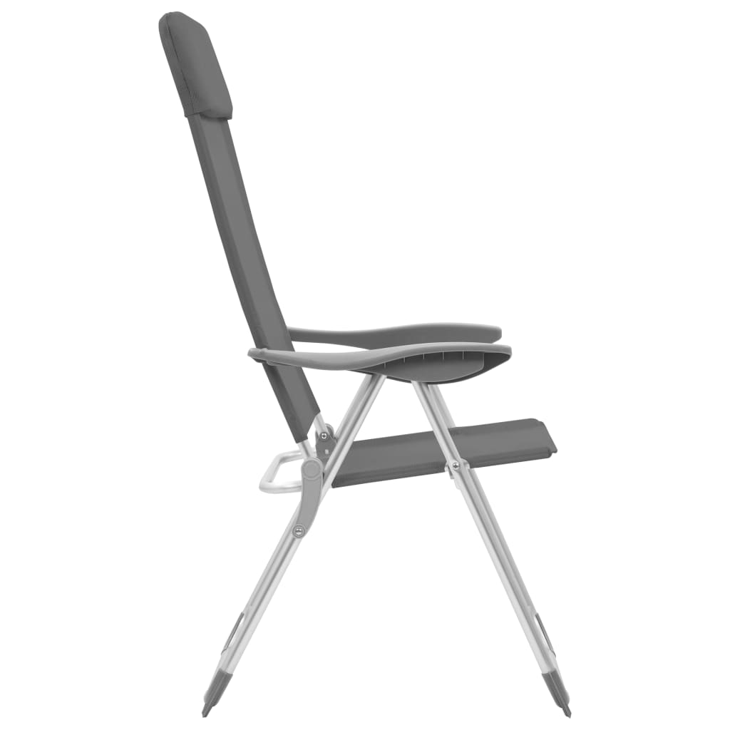 vidaXL Chaises de camping pliables lot de 2 Gris Aluminium