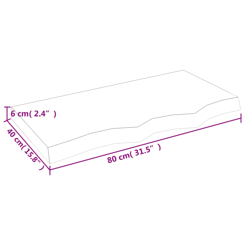 vidaXL Dessus de table 80x40x(2-6) cm bois de chêne massif non traité