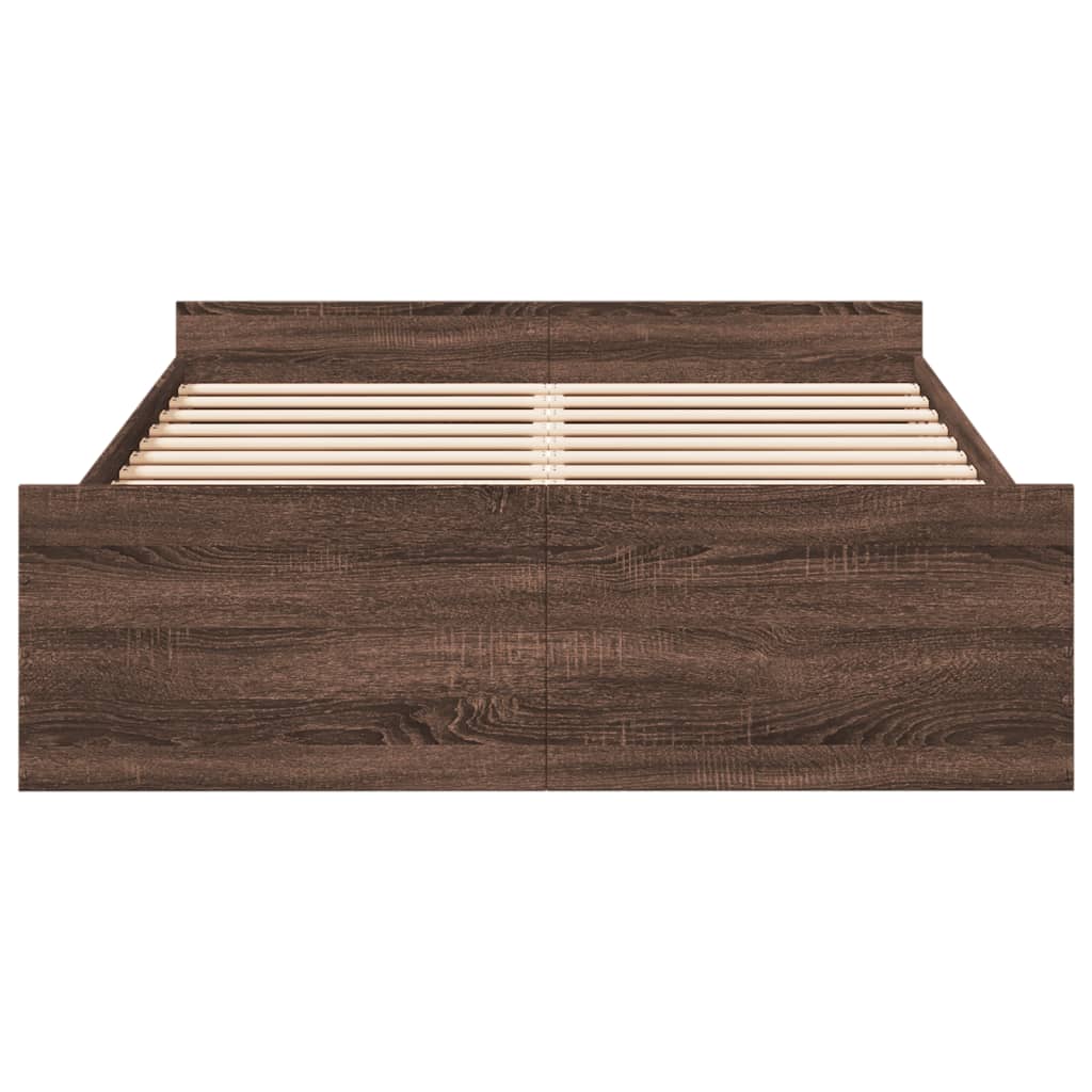 vidaXL Cadre de lit avec tiroirs sans matelas chêne marron 140x190 cm