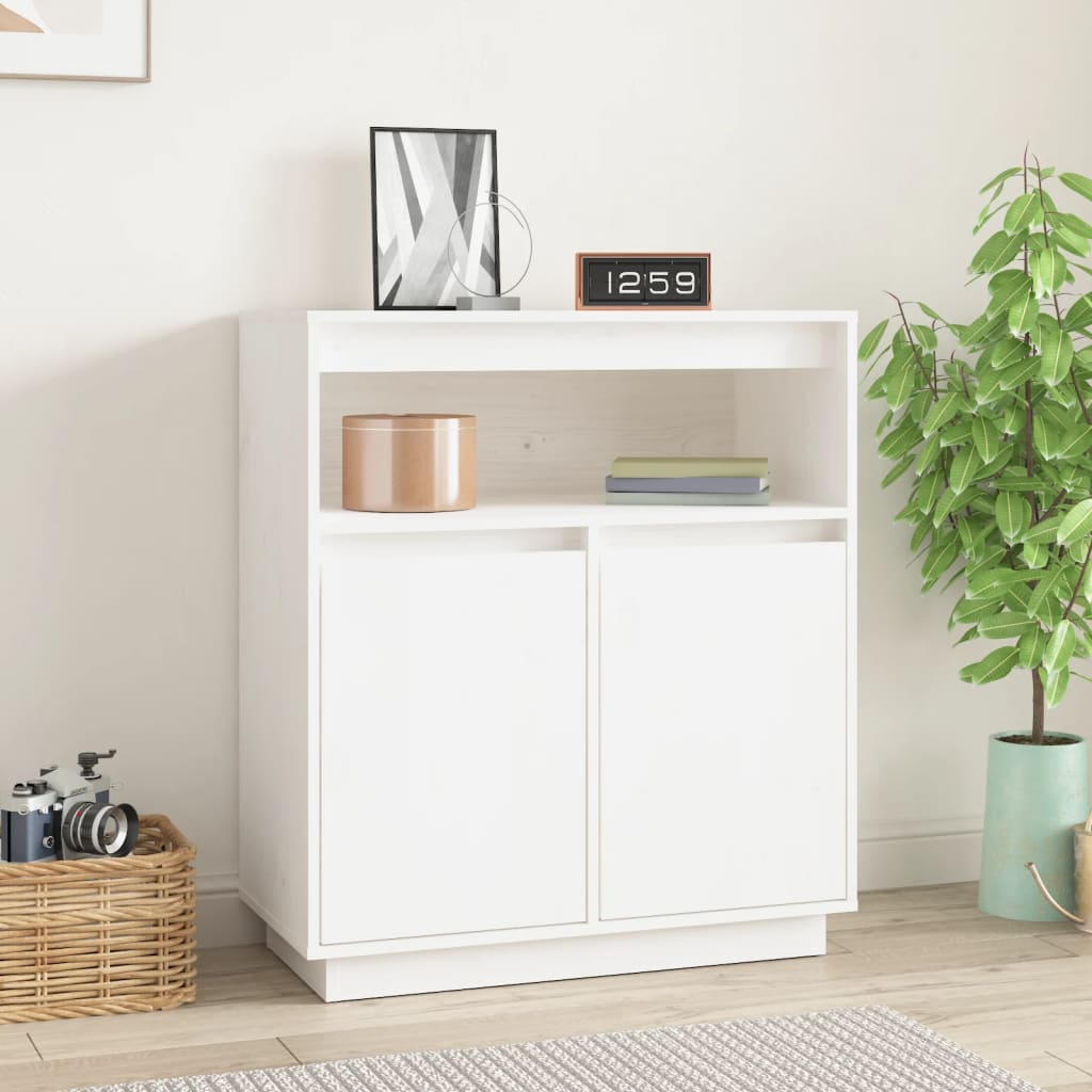 vidaXL Buffet Blanc 70x34x80 cm Bois massif de pin