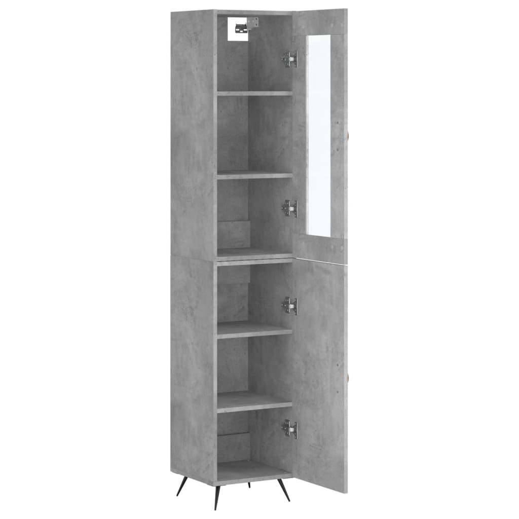 vidaXL Buffet haut Gris béton 34,5x34x180 cm Bois d'ingénierie