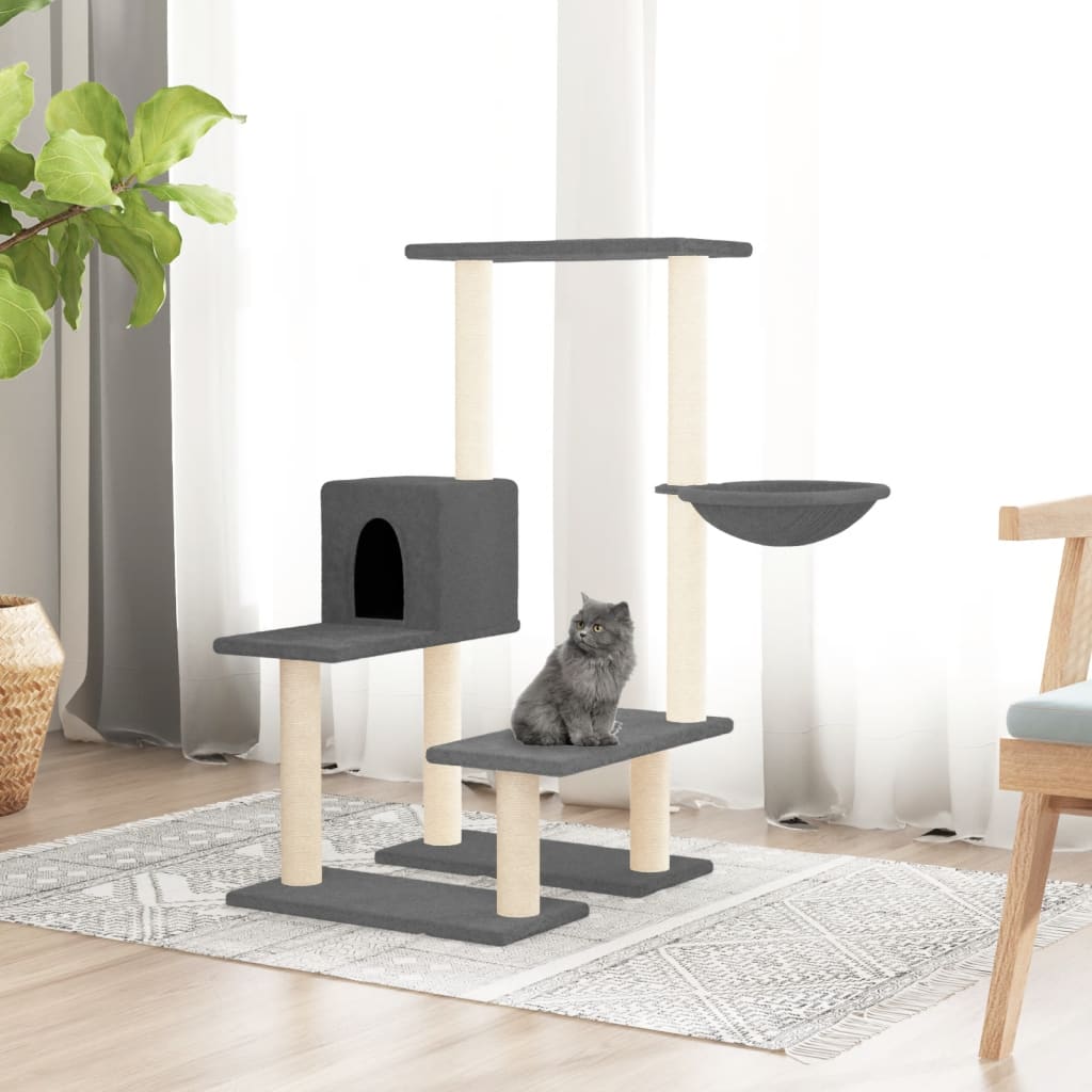 vidaXL Arbre à chat avec griffoirs en sisal Gris foncé 94,5 cm