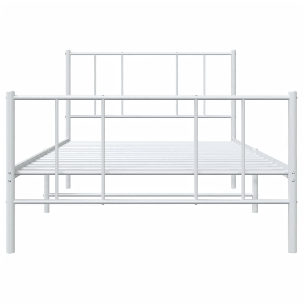 vidaXL Cadre de lit métal sans matelas et pied de lit blanc 107x203 cm