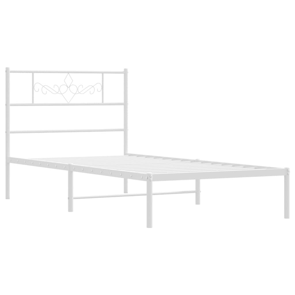 vidaXL Cadre de lit métal sans matelas avec tête de lit blanc 80x200cm